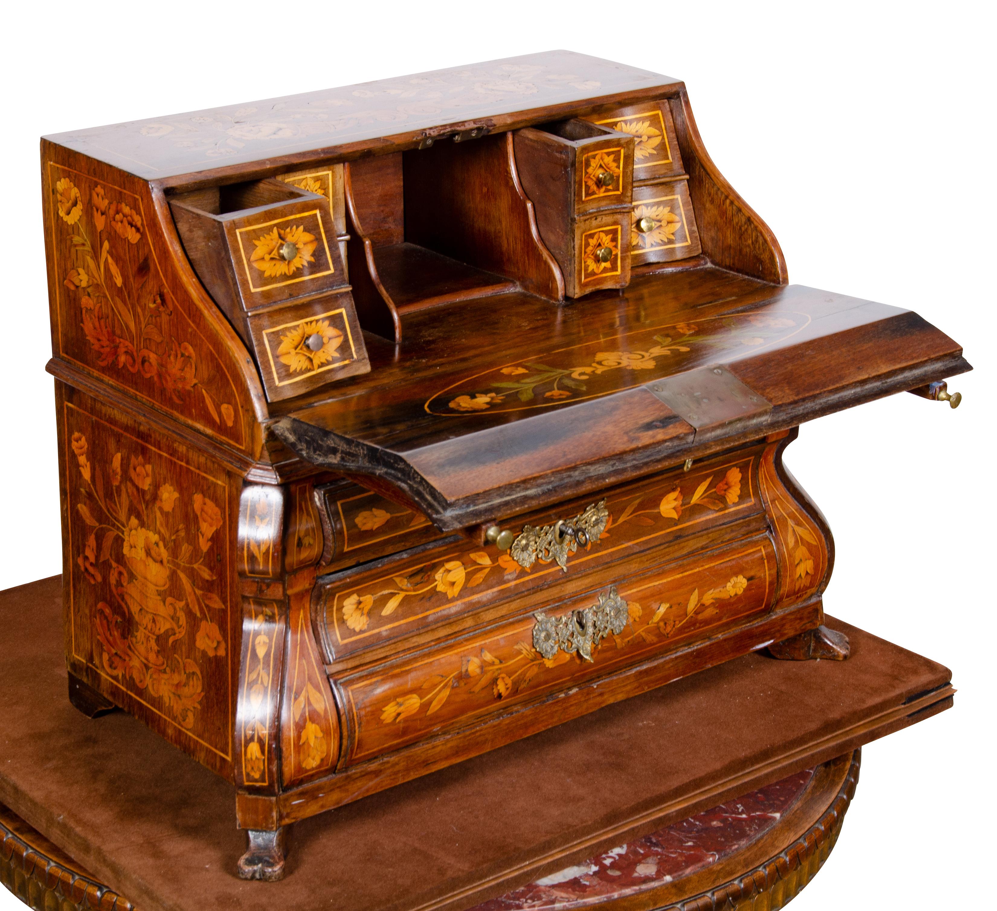 Dutch Rococo Marquetry Miniature Desk For Sale 12