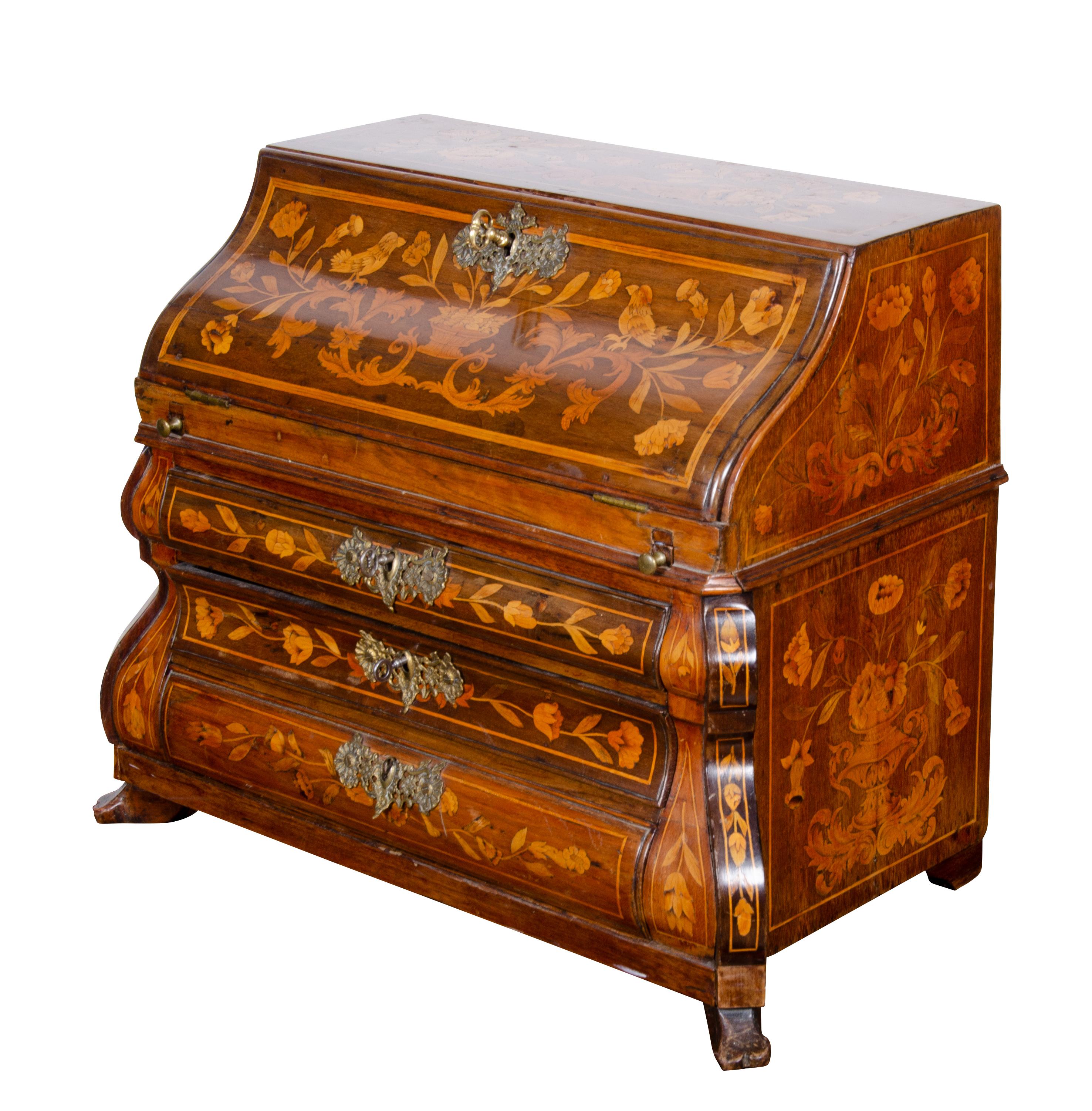 Dutch Rococo Marquetry Miniature Desk For Sale 3