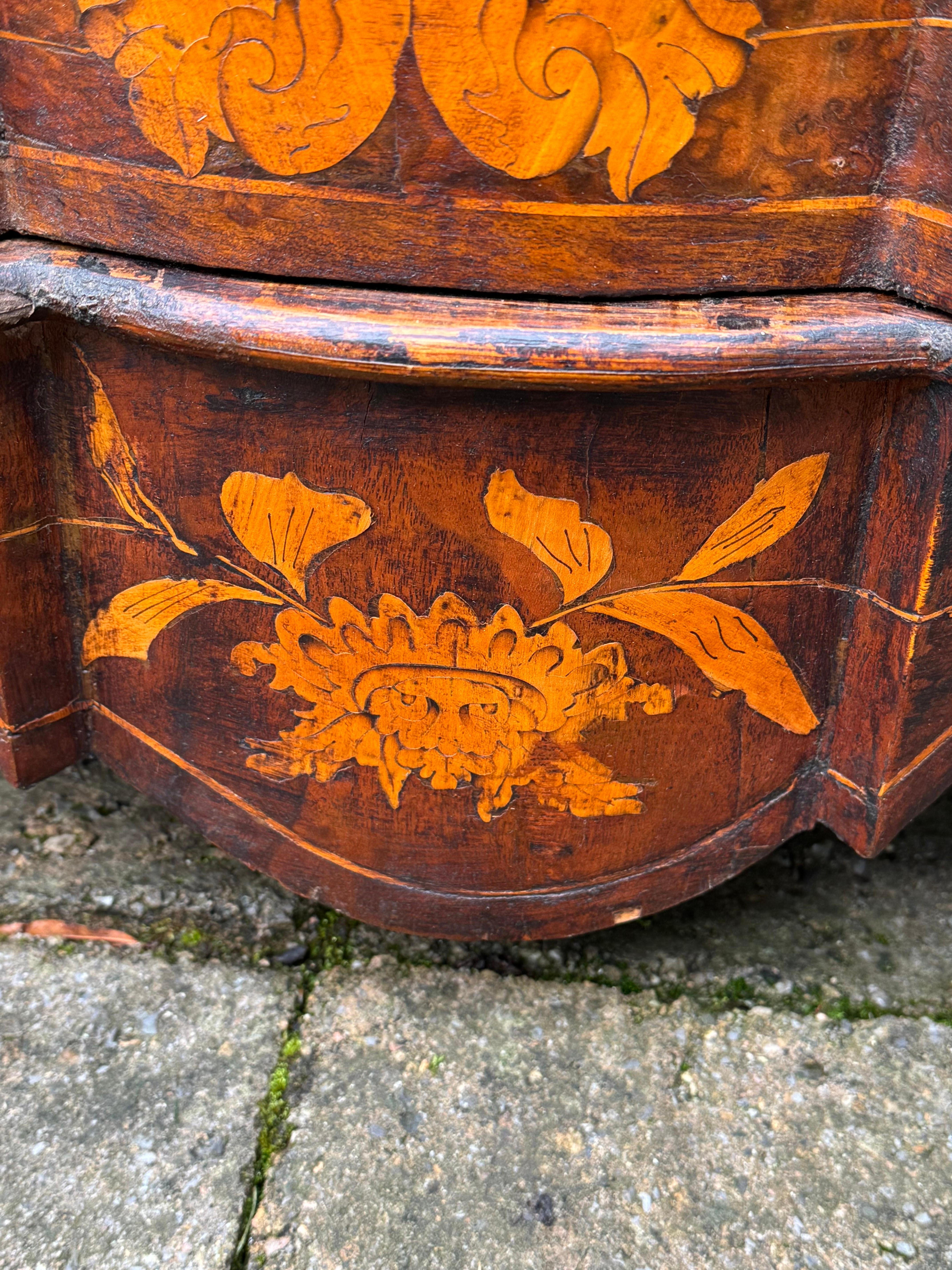 Dutch Rococo Style Satinwood Marquetry Burl Mahogany Commode/Dresser  For Sale 9