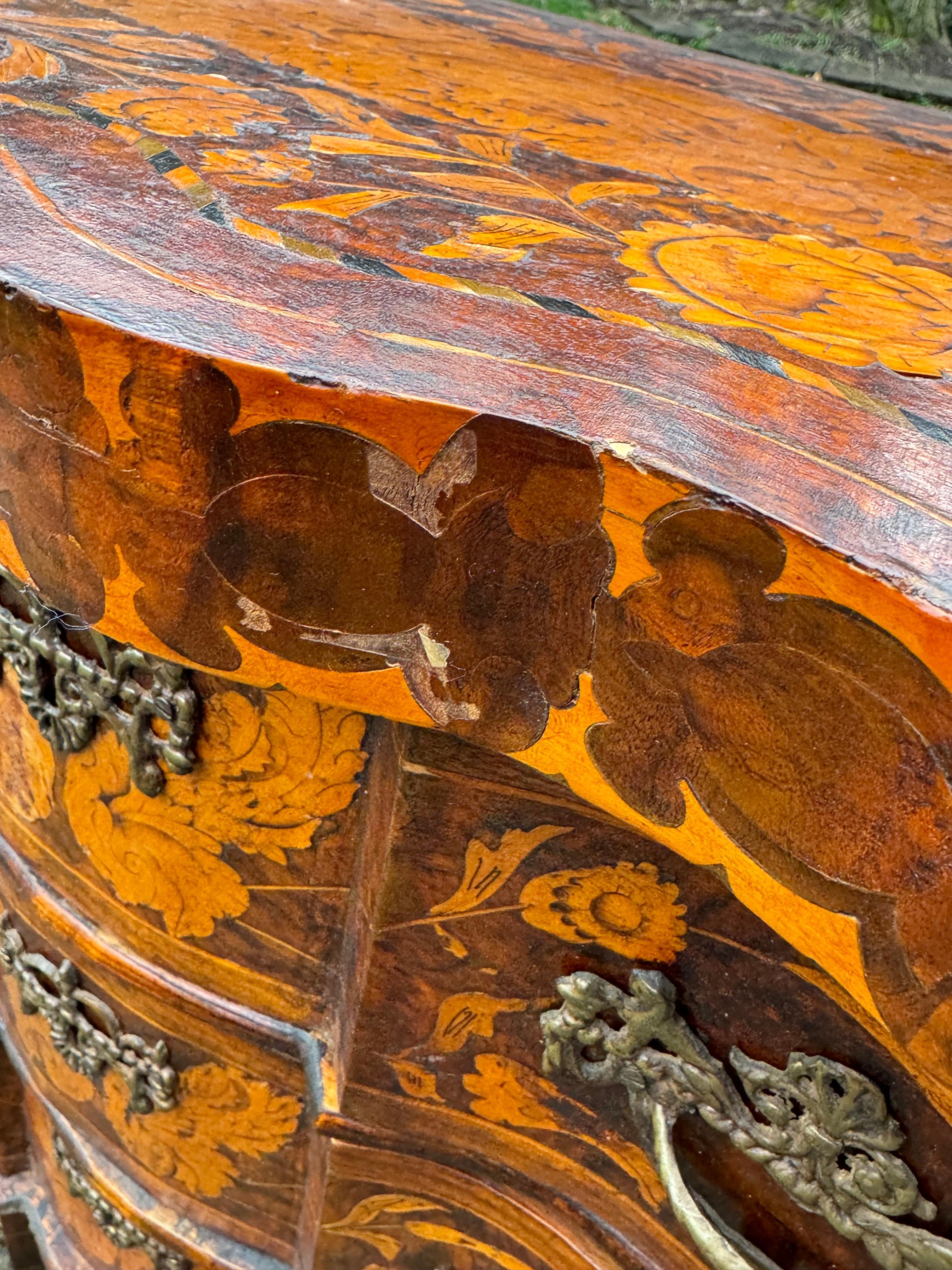 Dutch Rococo Style Satinwood Marquetry Burl Mahogany Commode/Dresser  For Sale 13