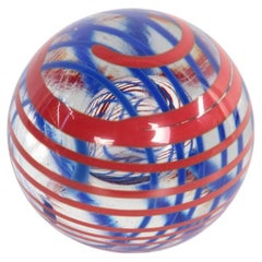 Dutch Round Glass Paperweight Ball Signed with Oude Horn leerdam W Heesen