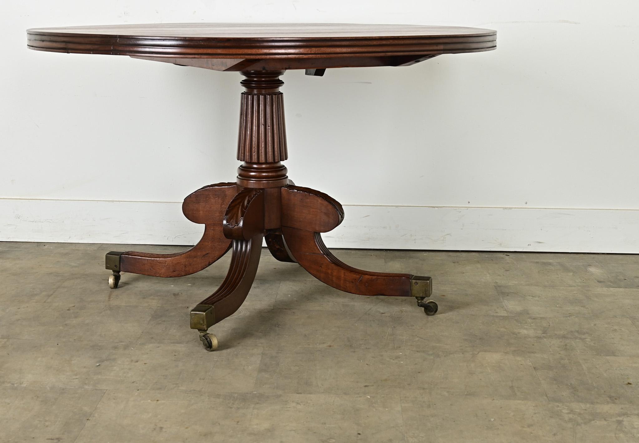 19th Century Dutch Round Pedestal Base Dining Table