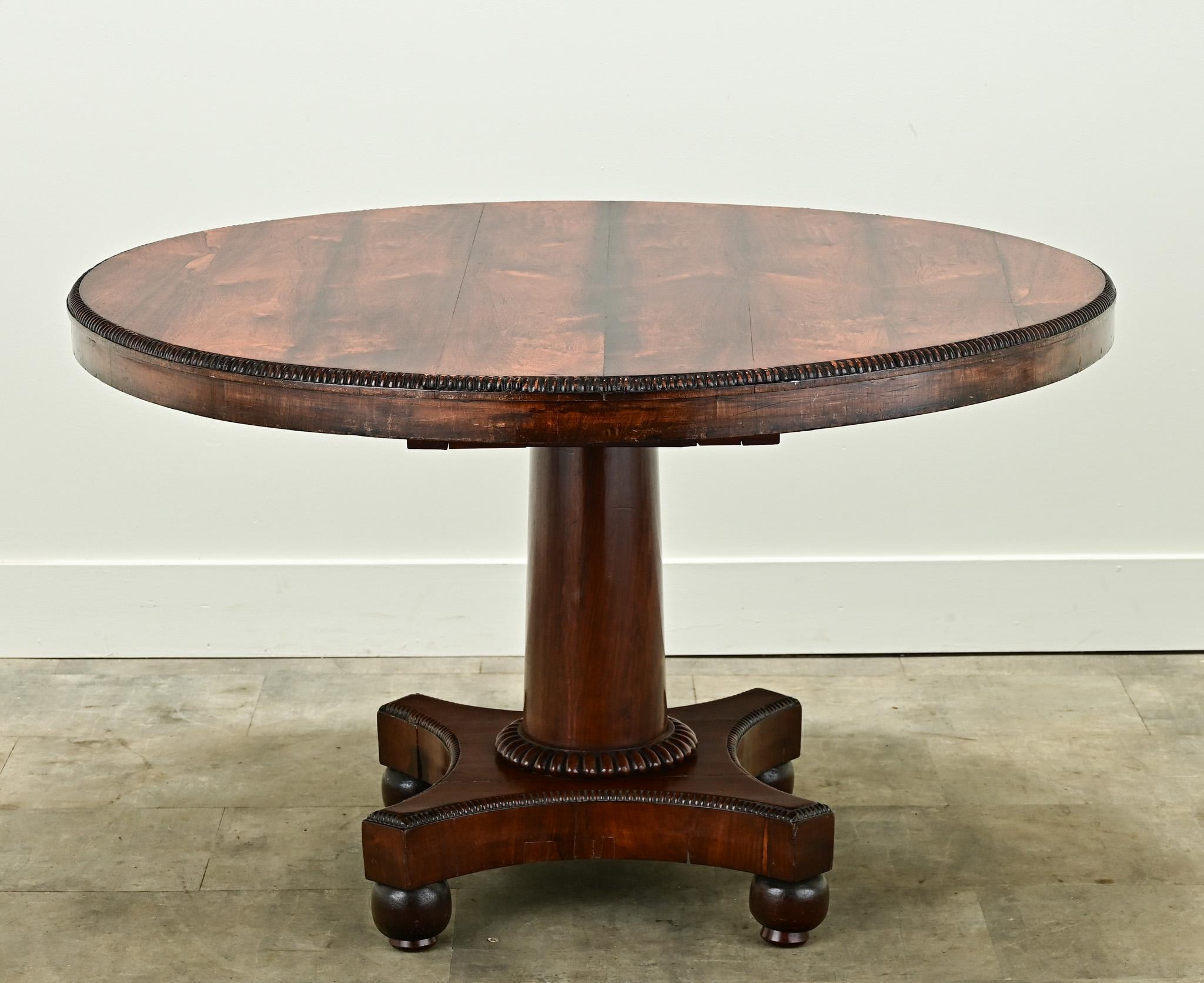 Hand-Carved Dutch Round Rosewood Dining Table For Sale
