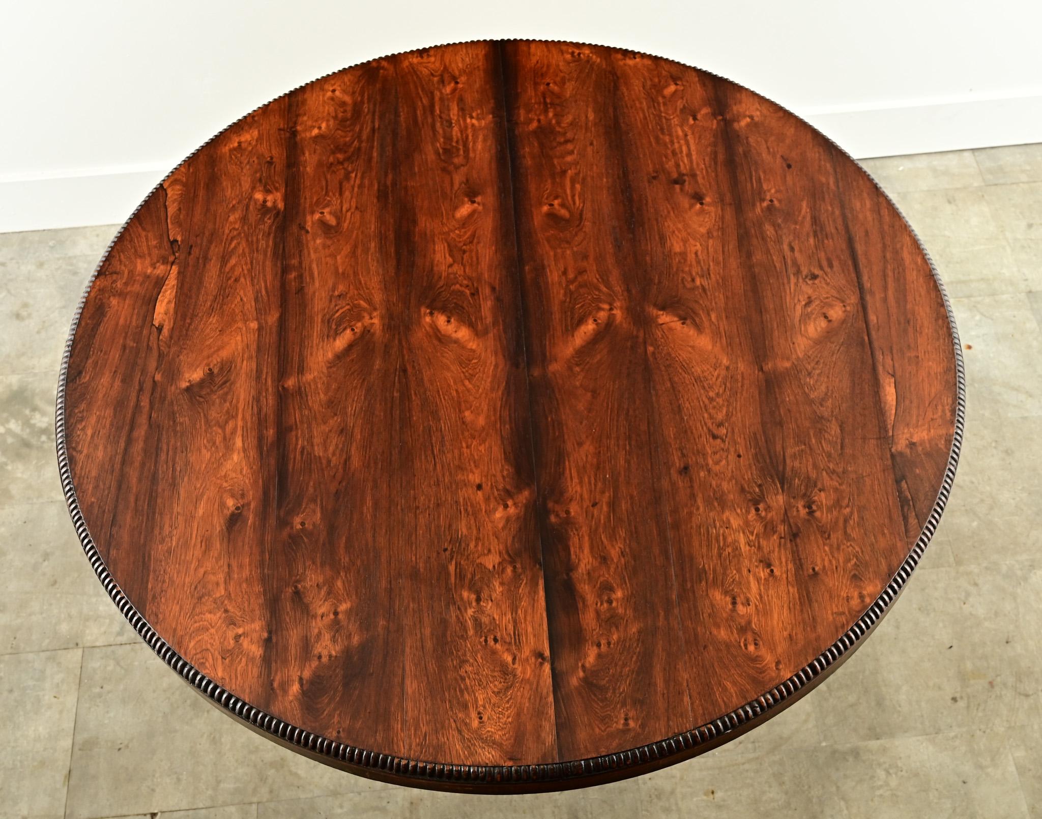 Dutch Round Rosewood Dining Table In Good Condition For Sale In Baton Rouge, LA