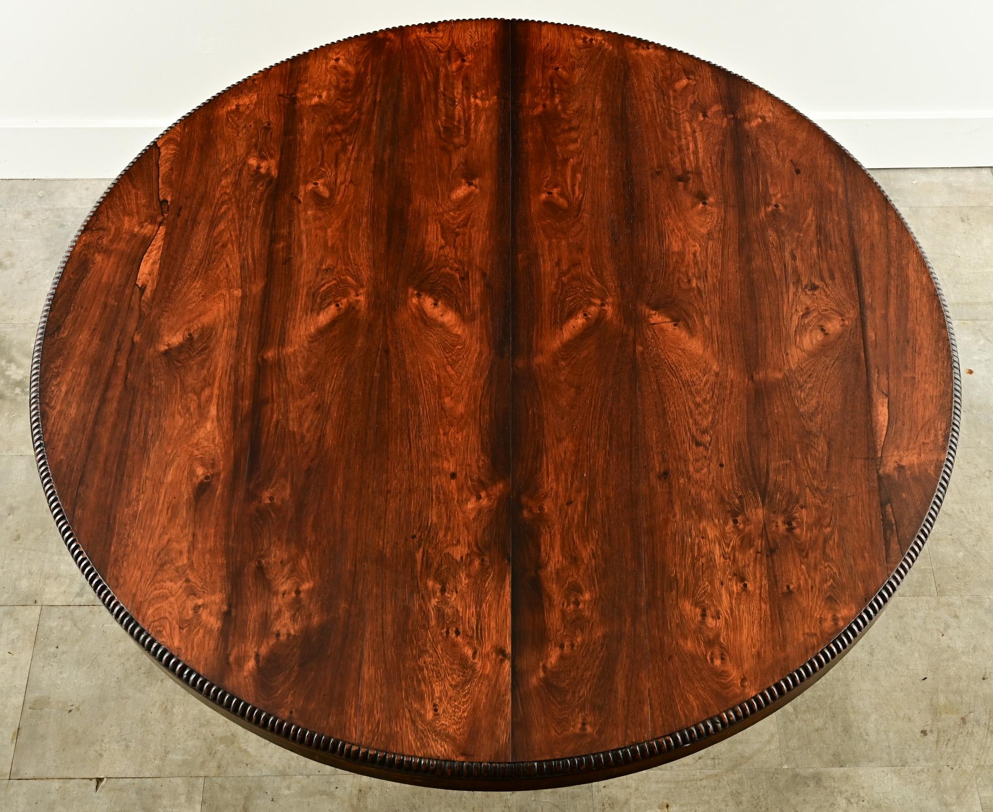 19th Century Dutch Round Rosewood Dining Table For Sale