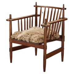 Dutch Rustic Armchair in Solid Pine 
