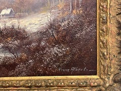 Figures on the Frozen Lake Traditional Dutch Winter Scene Oil Painting