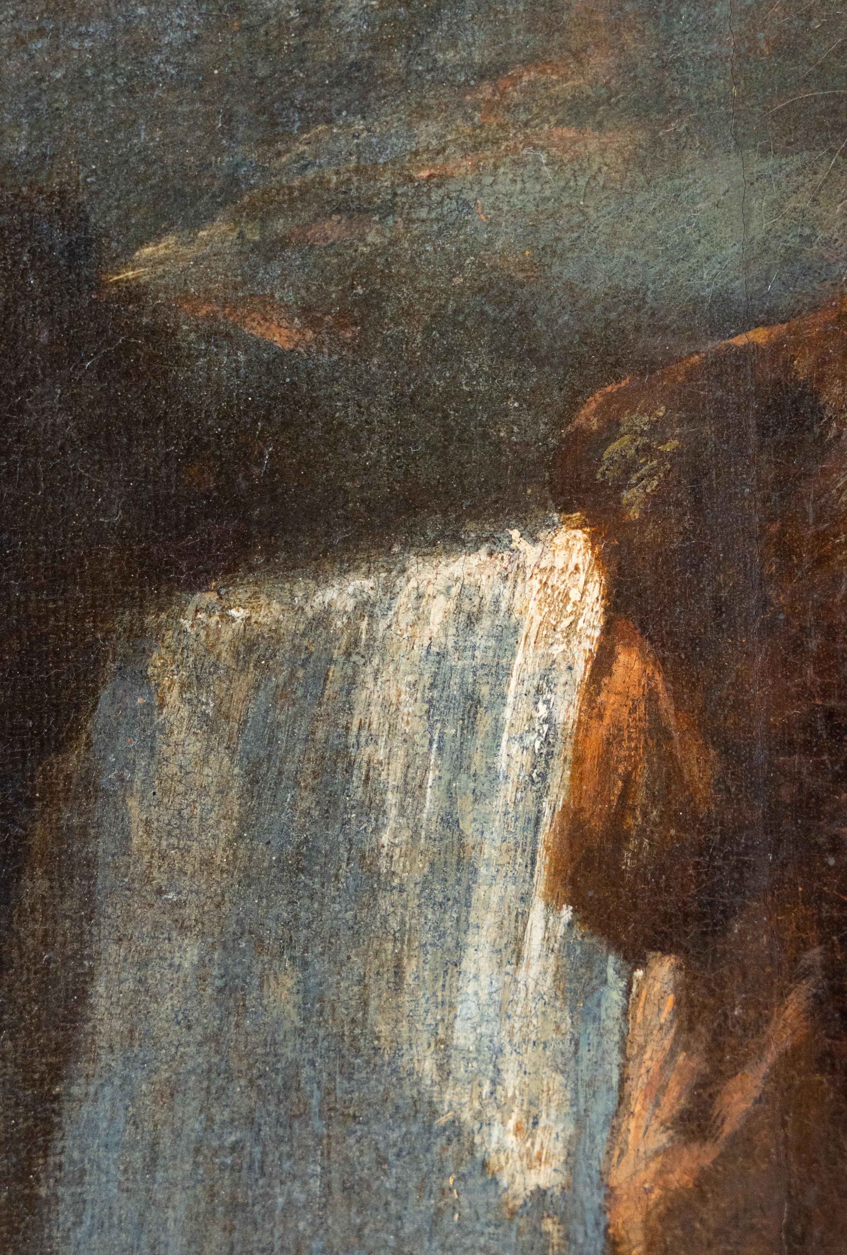Landschaft mit Wasserfall, Holländische Schule 17. Jahrhundert – Painting von Dutch School 17th century
