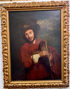 19th century Portrait of a Dutch/European man playing bagpipes