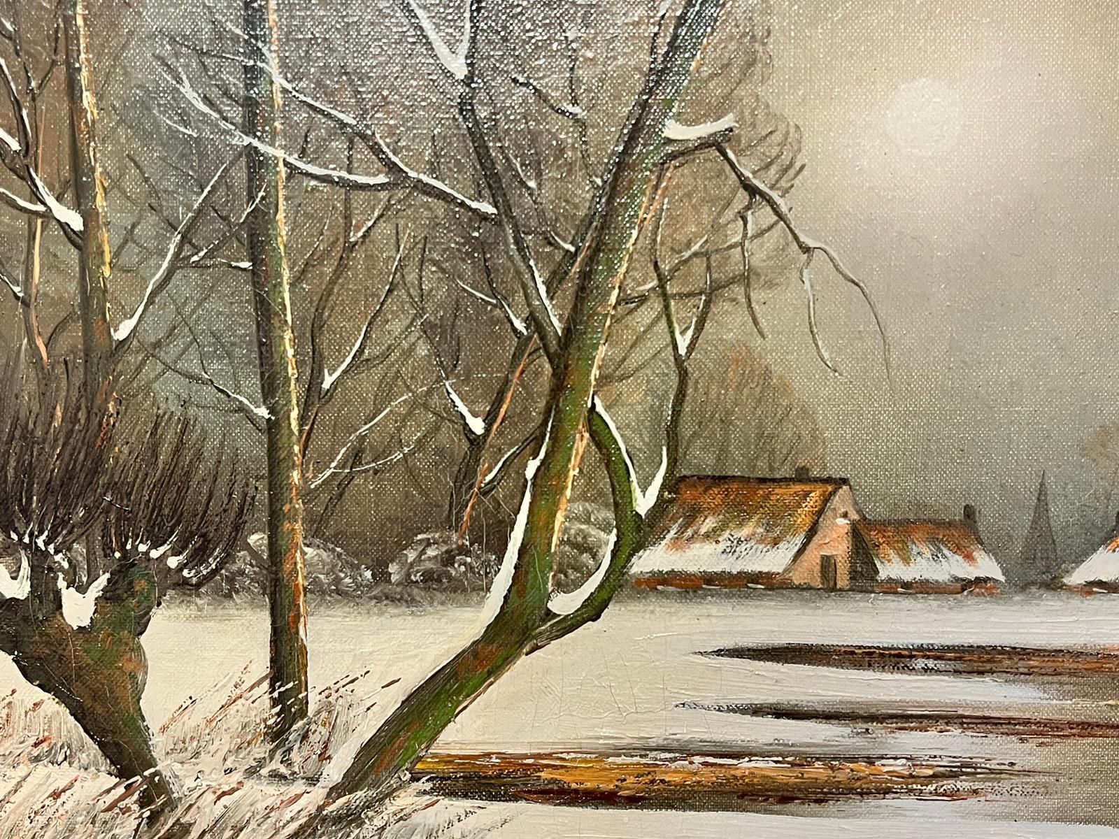 Le nouveau paysage d'hiver
École hollandaise, milieu du 20e siècle
peinture à l'huile sur toile signée, encadrée
encadré : 20 x 24 pouces
toile : 16 x 20 pouces
provenance : collection privée
état : très bon et sain 
