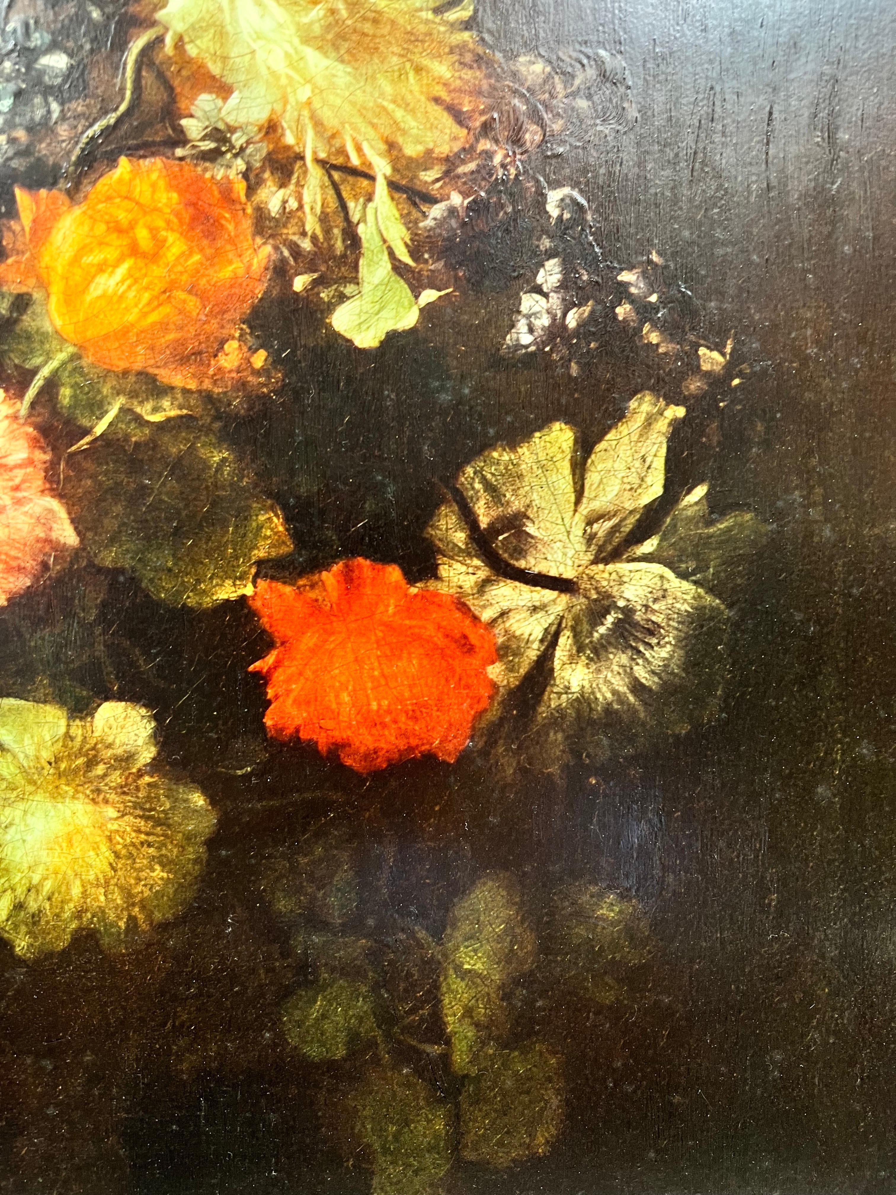 Artist: Dutch School, 20th century

Title: Grand Classical Still Life ornate flowers in the Dutch Old Master style. 

Medium: oleo-graph print on canvas, framed

Framed: 34 x 28 inches
Size: 30 x 24 inches

Provenance: private collection,