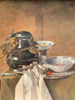 Dutch or Flemish School Still life of Pewter flagon, Oyster shell on a table