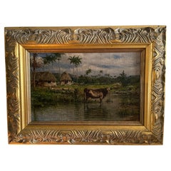 Dutch School Landscape Oil on Board by Escobar K, 19th Century