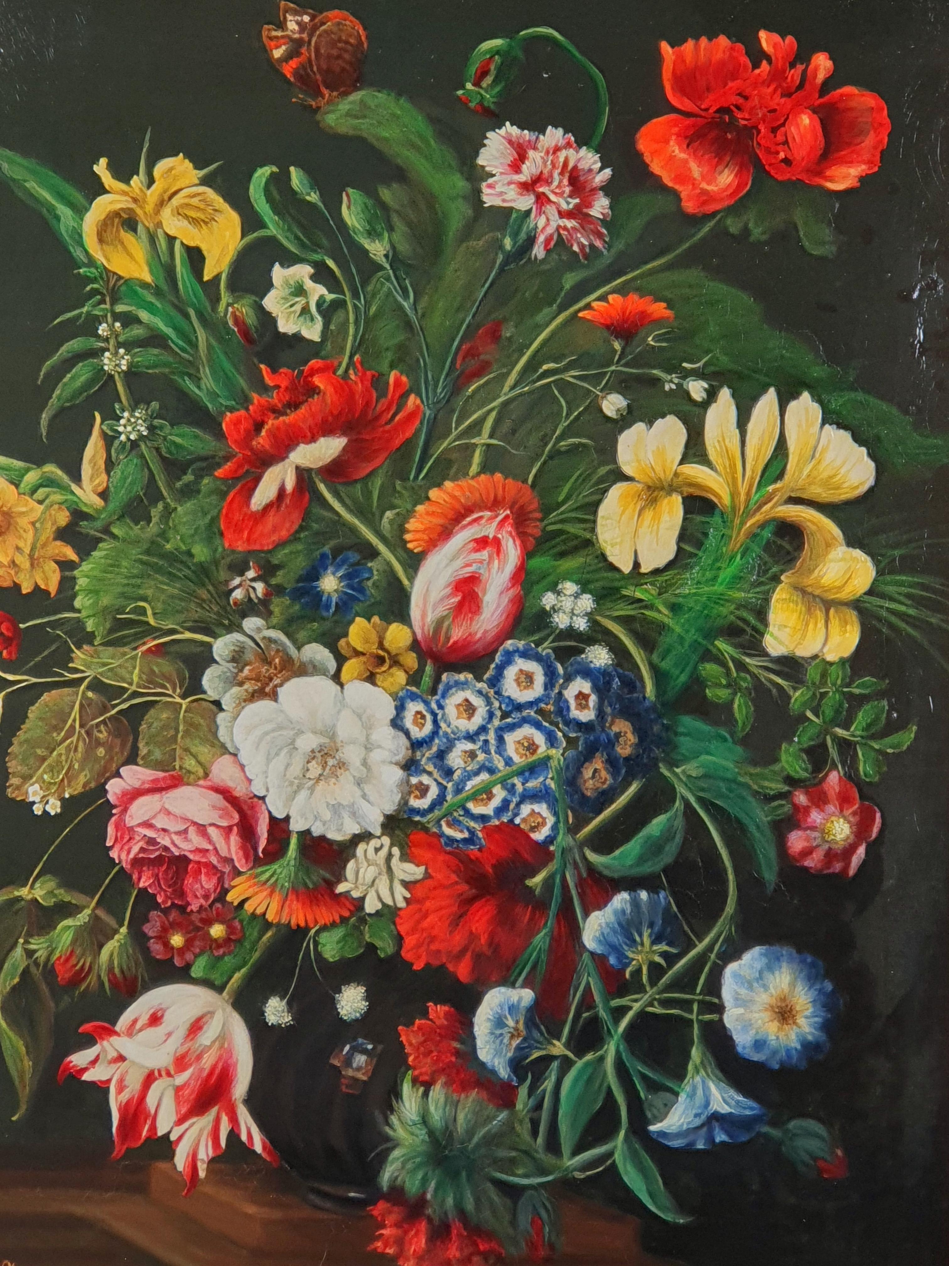 Louis XIV Dutch School, Oil on Canvas, Floral Composition in the Style of the Seventeen For Sale
