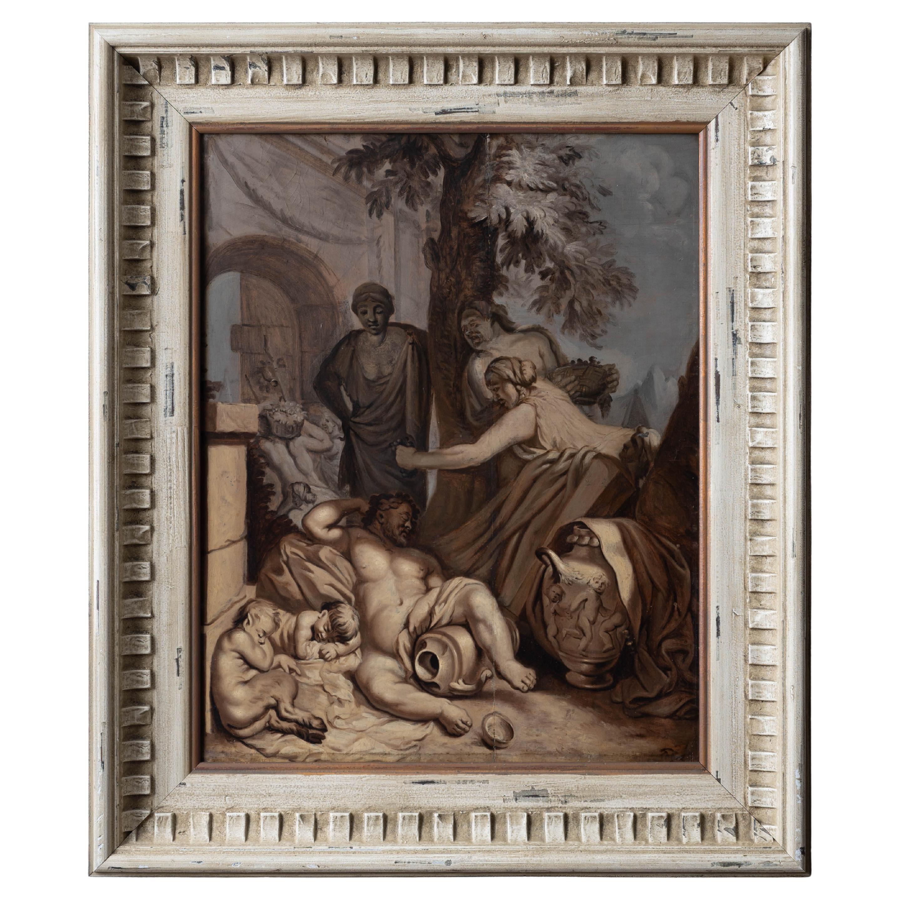 Dutch School Optical Grisaille of Drunken Silenus after Lairesse, c. 1800