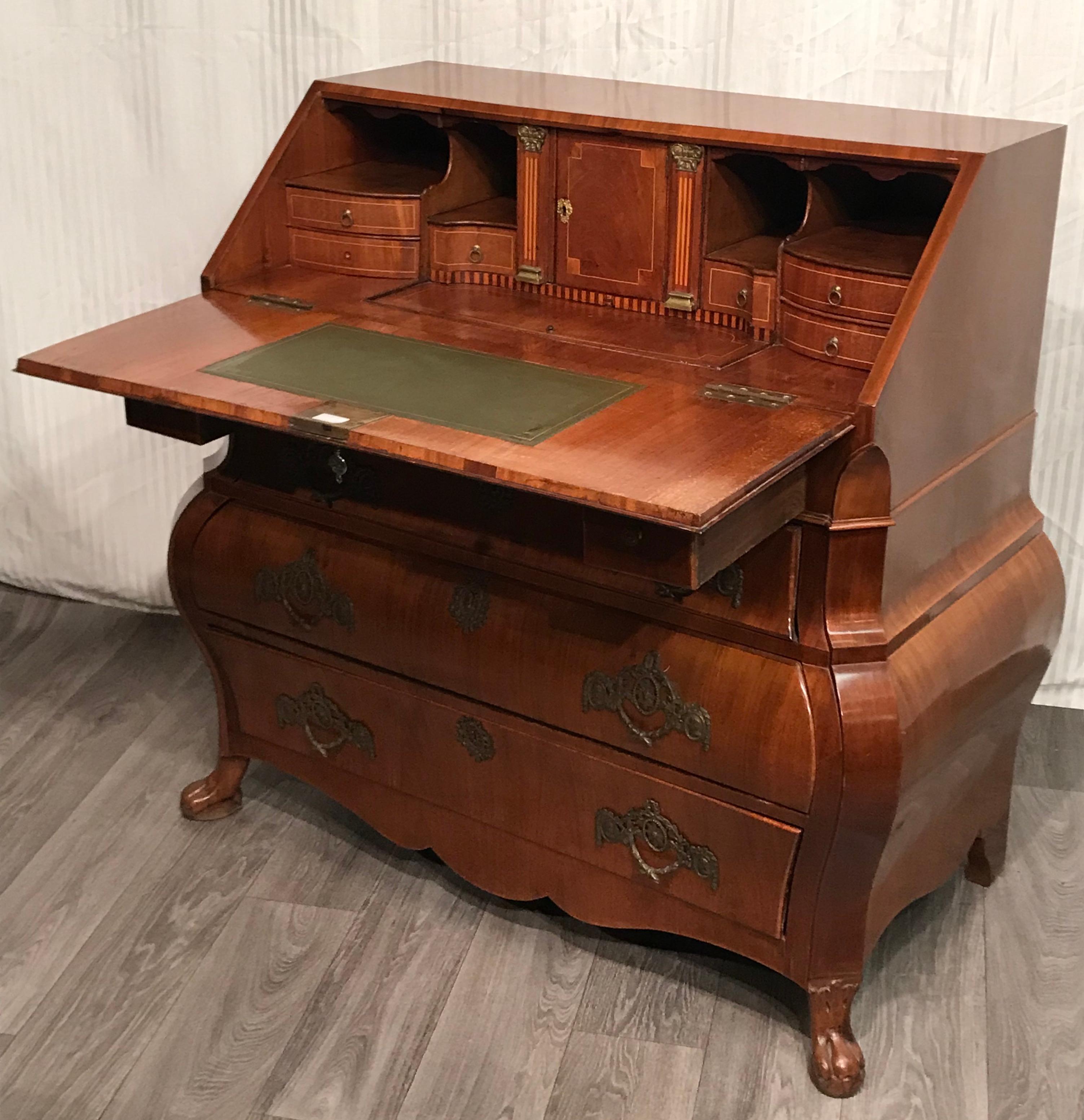 Veneer Dutch Secretary Desk, Around 1800, Mahogany For Sale