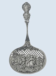 Dutch serving berry preserve sifter silver spoon C.1916.