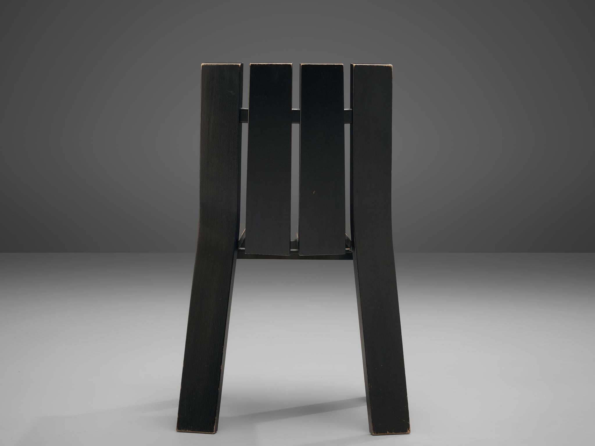 Dutch Set of Four Dining Chairs in Black Lacquered Wood  For Sale 4