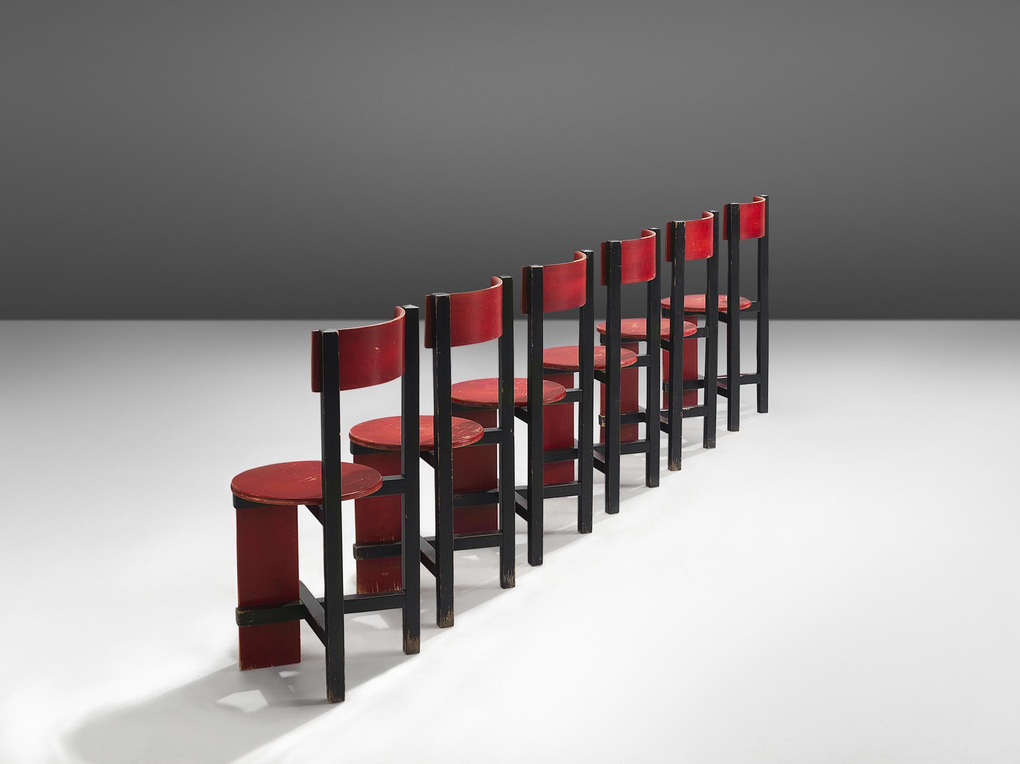 Mid-Century Modern Dutch Set of Six 'Bastille' Chairs by Piet Blom, 1968