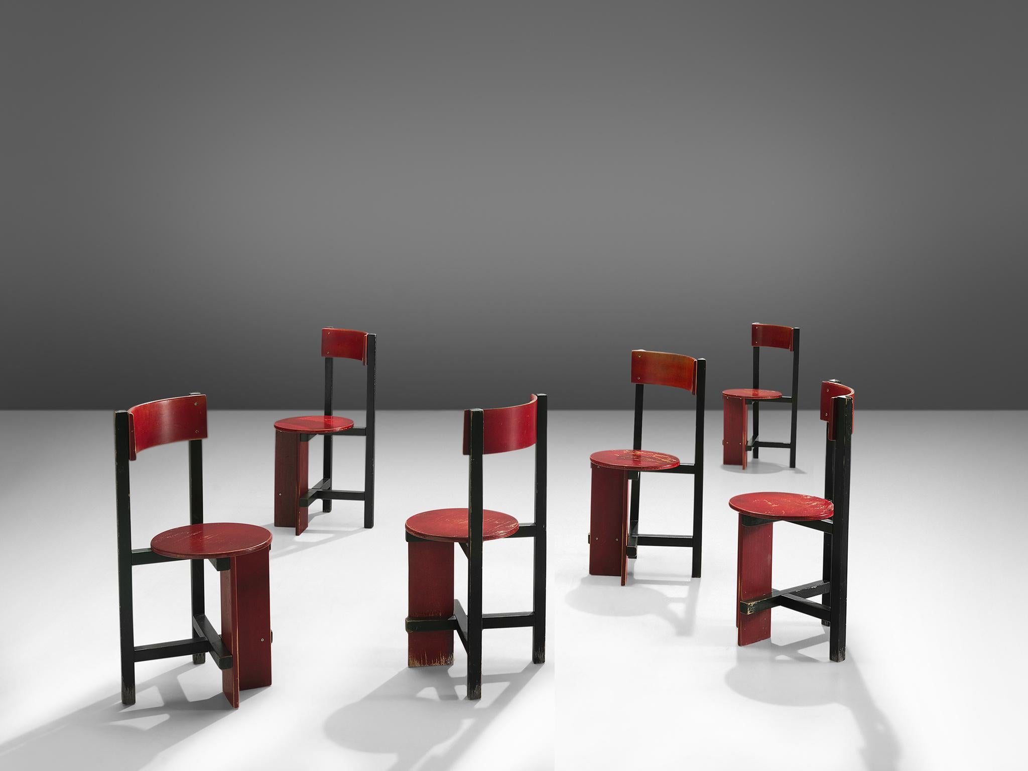 Dutch Set of Six 'Bastille' Chairs by Piet Blom, 1968 In Good Condition In Waalwijk, NL