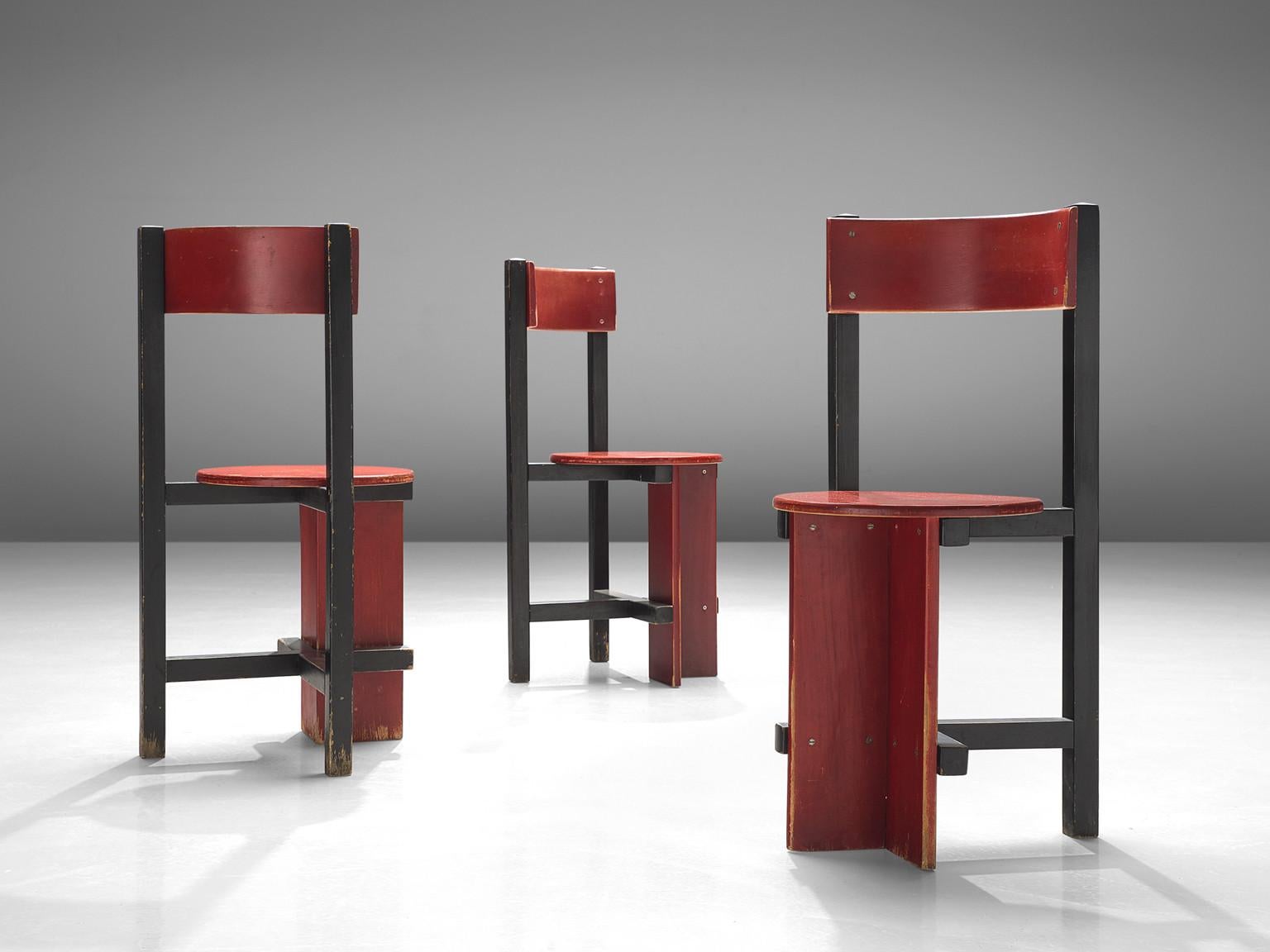 Mid-20th Century Dutch Set of Six 'Bastille' Chairs by Piet Blom, 1968