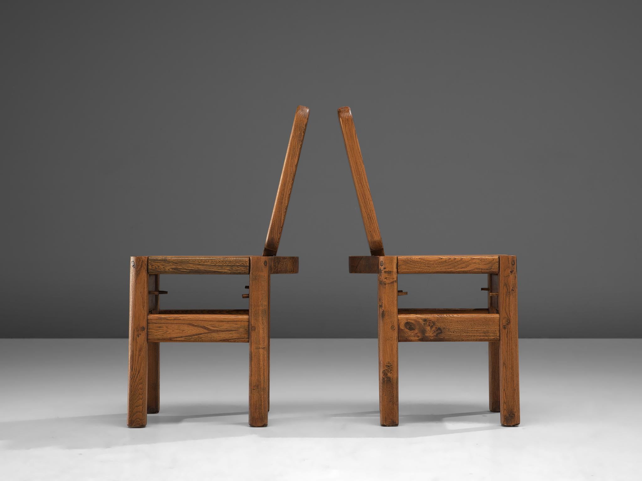 Mid-Century Modern Dutch Set of Six Oak Chairs