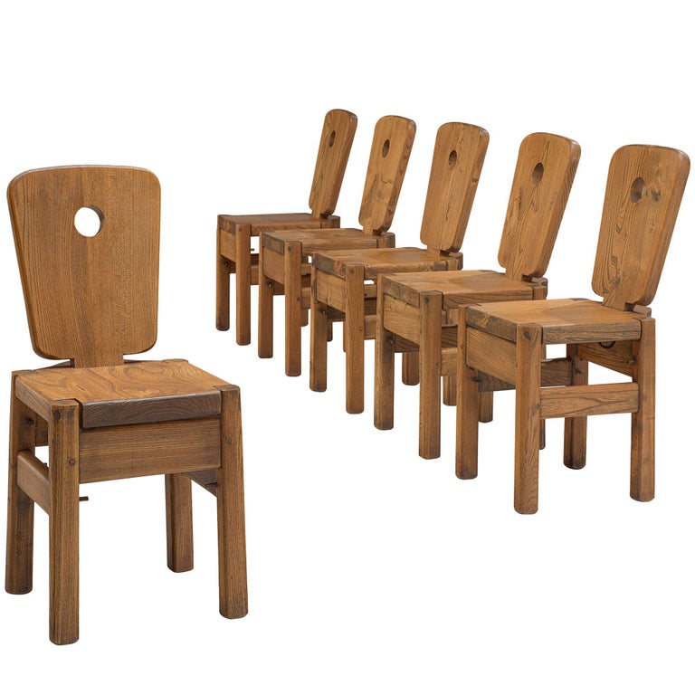 Dutch Set of Six Oak Chairs For Sale at 1stDibs