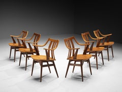 Dutch Set of Six Organically Curved Dining Chairs in Teak