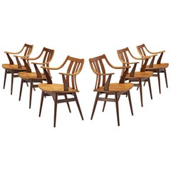 Dutch Set of Six Organically Curved Dining Chairs in Teak