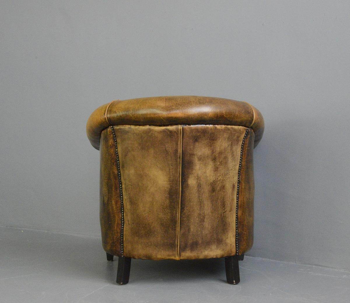 Dutch Sheepskin Leather Tub Chair 2