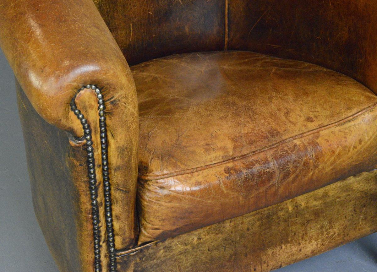 Dutch Sheepskin Leather Tub Chair 4