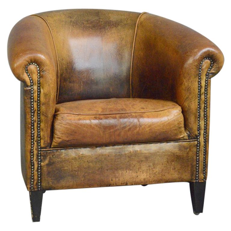 Dutch Sheepskin Leather Tub Chair