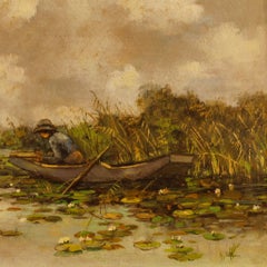Dutch Signed Painting Landscape Oil on Canvas, 20th Century