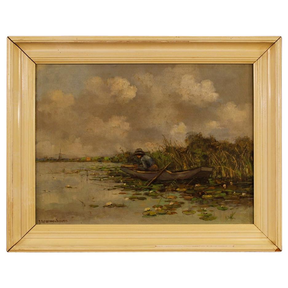 Dutch Signed Painting Landscape Oil on Canvas, 20th Century For Sale