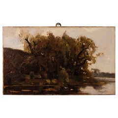 Dutch Signed Painting Landscape Oil on Canvas, 20th Century