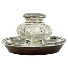 Encrier hollandais en argent et cristal taillé par J.M. Van Kempen et Fils, 1874