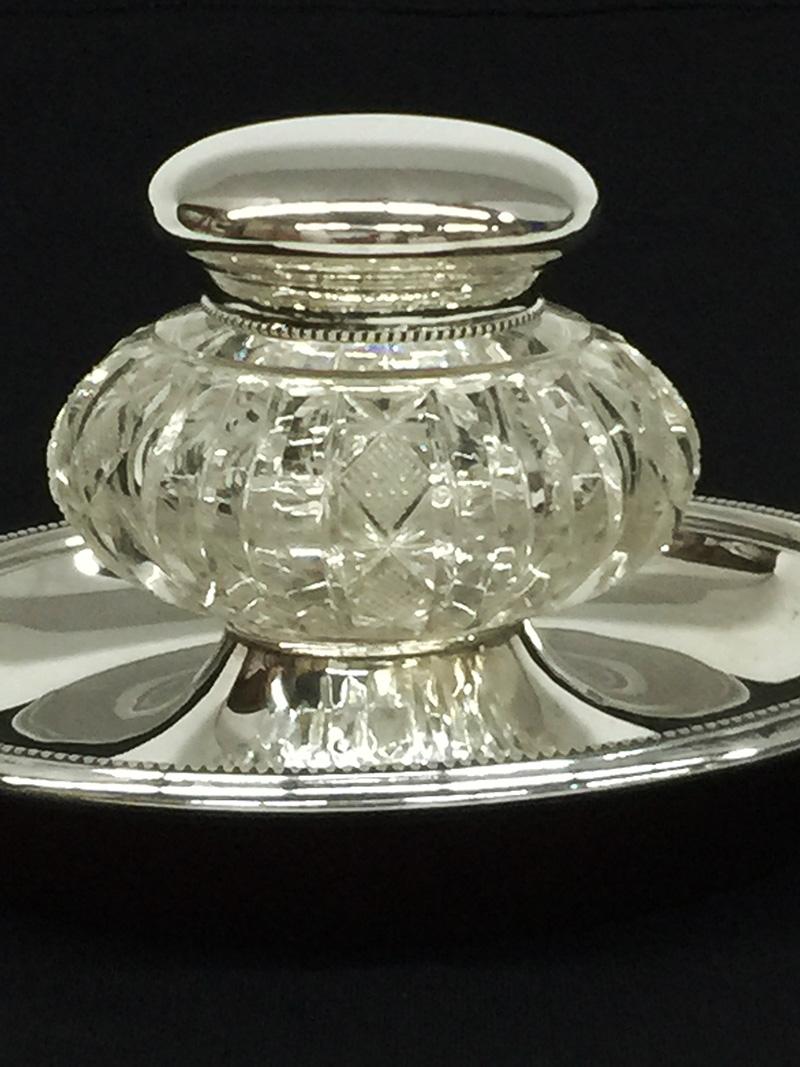 Dutch Silver and Crystal Cut Inkwell by J.M. Van Kempen and Son, 1874 In Good Condition For Sale In Delft, NL