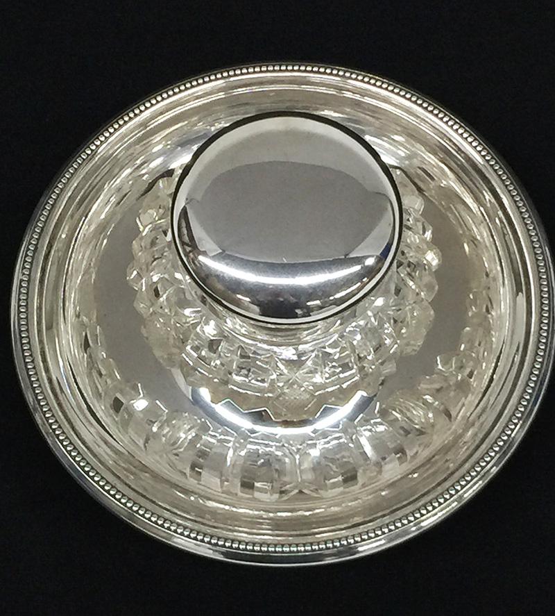 Dutch Silver and Crystal Cut Inkwell by J.M. Van Kempen and Son, 1874 For Sale 1