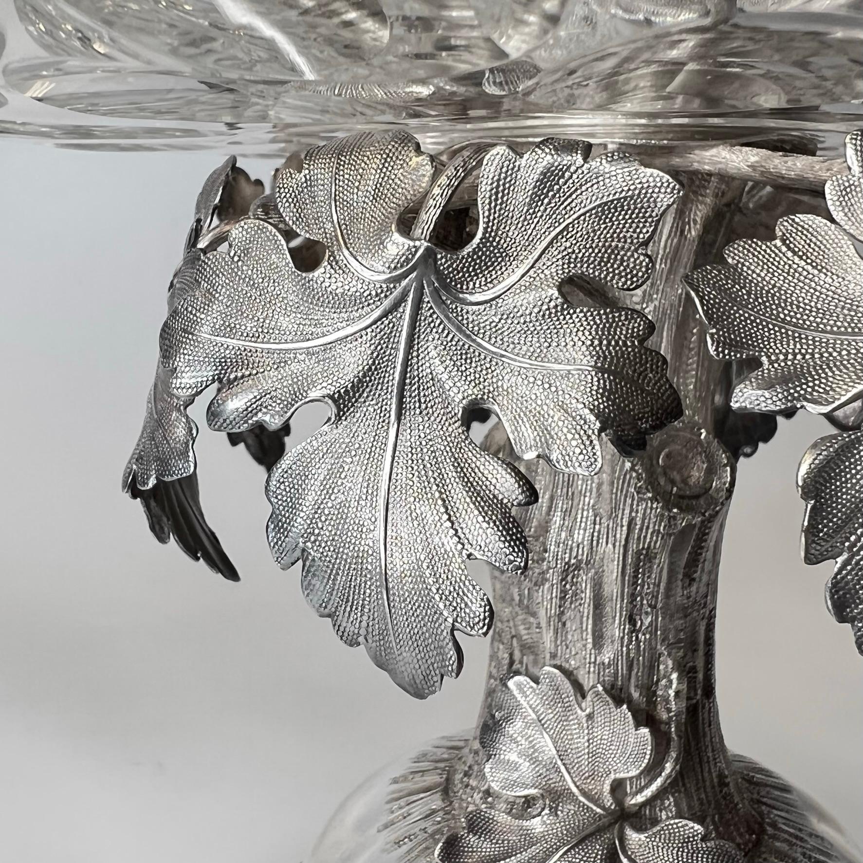 Dutch Silver and Cut Glass Dessert Stand by J.M. Van Kempen & Zoon For Sale 8