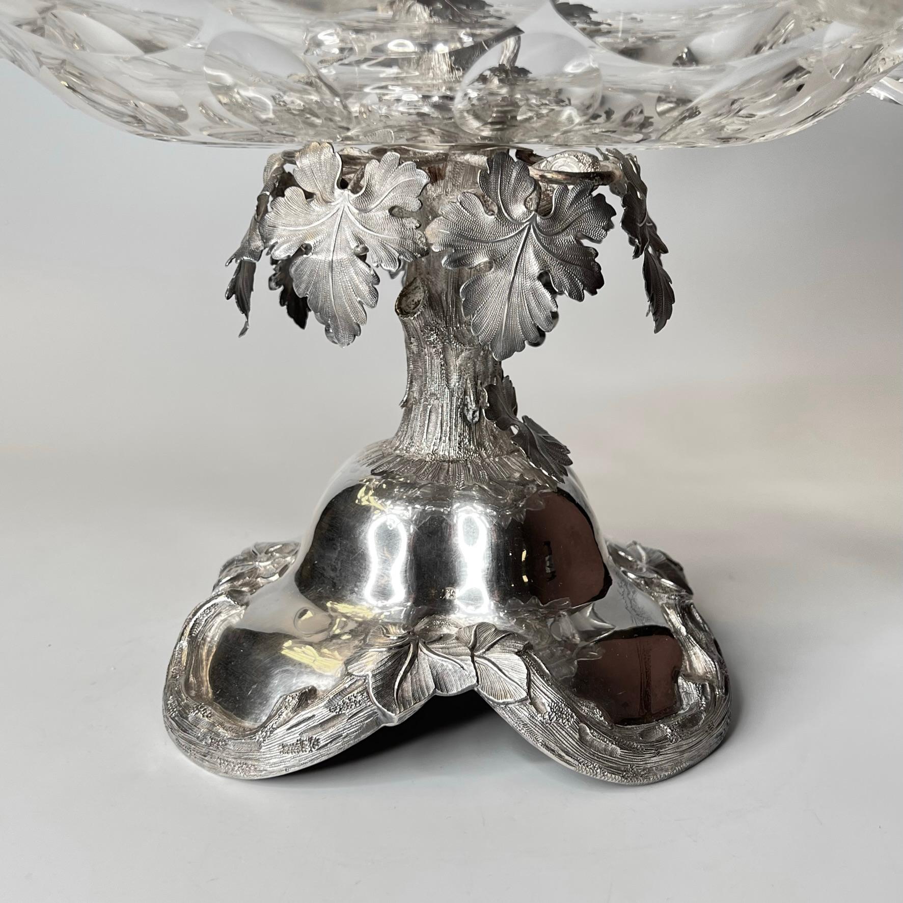 Dutch Silver and Cut Glass Dessert Stand by J.M. Van Kempen & Zoon For Sale 10