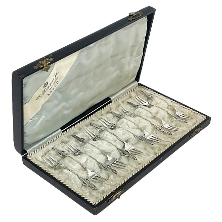 Forchette da pasticceria in argento olandese Art Nouveau, di Van Kempen en Zn