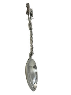 Dutch silver birth spoon with Frisian horse, 1959