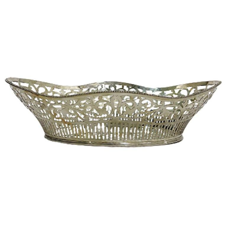 Dutch Silver Bread Basket, Aubert & Zn For Sale