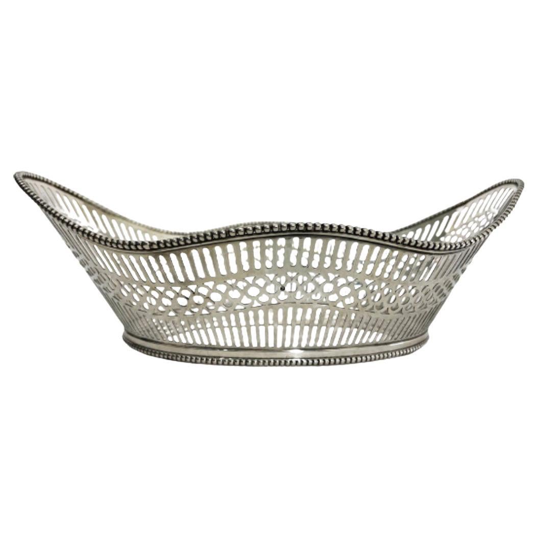 Dutch Silver Bread Basket, Voorschoten, 1927 For Sale