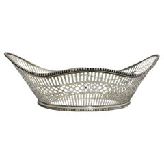 Antique Dutch Silver Bread Basket, Voorschoten, 1927