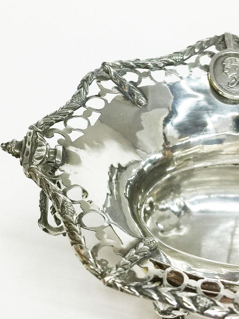 18th Century Dutch Silver Candy Bowl by Hartman, Amsterdam, 1783 For Sale