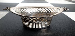 Dutch Silver Chocolate Pierced and Open Chocolate Basket with Bows, 1934