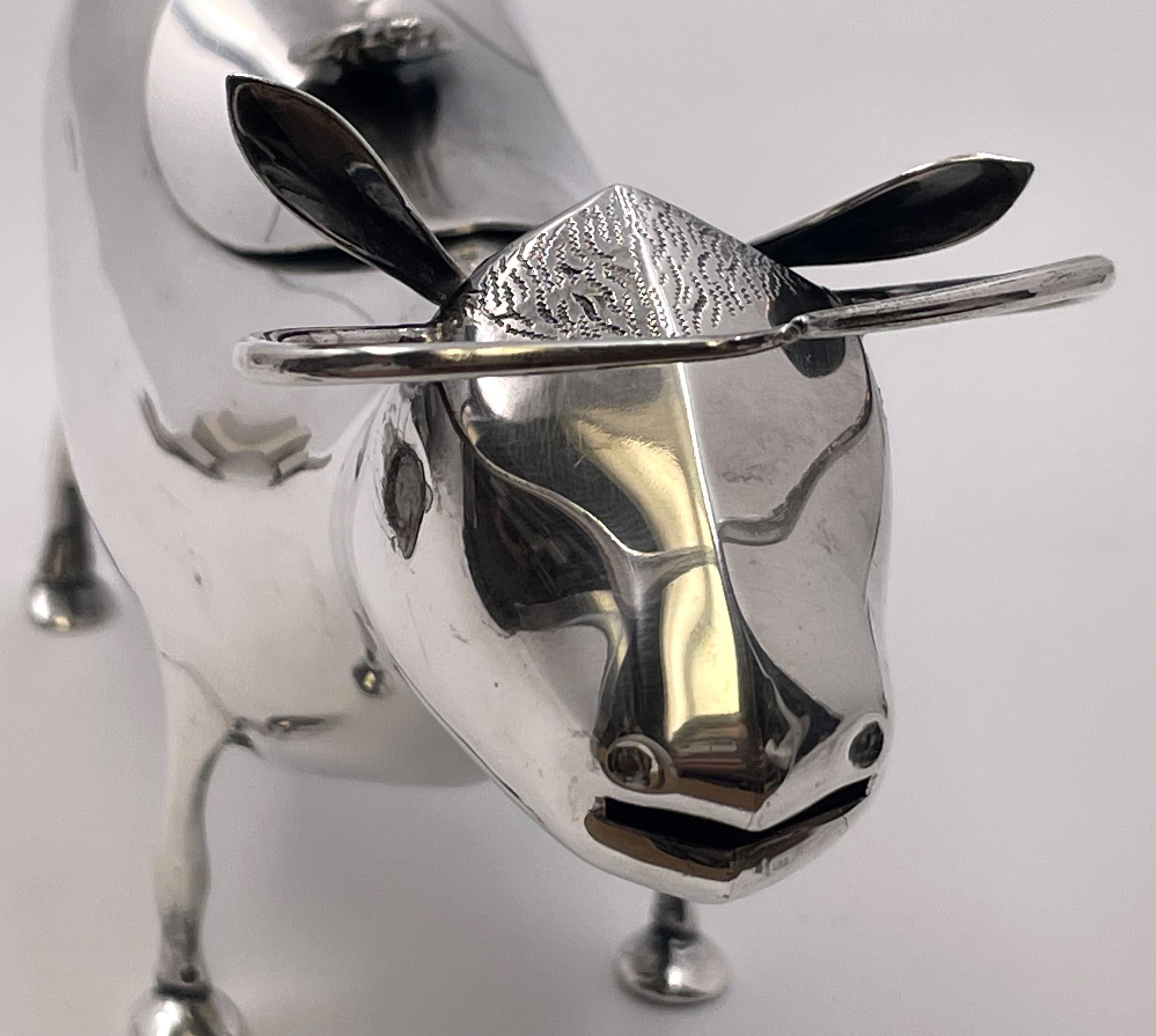 Dutch Silver Cow Creamer with Bee Motif from 20th Century For Sale 1