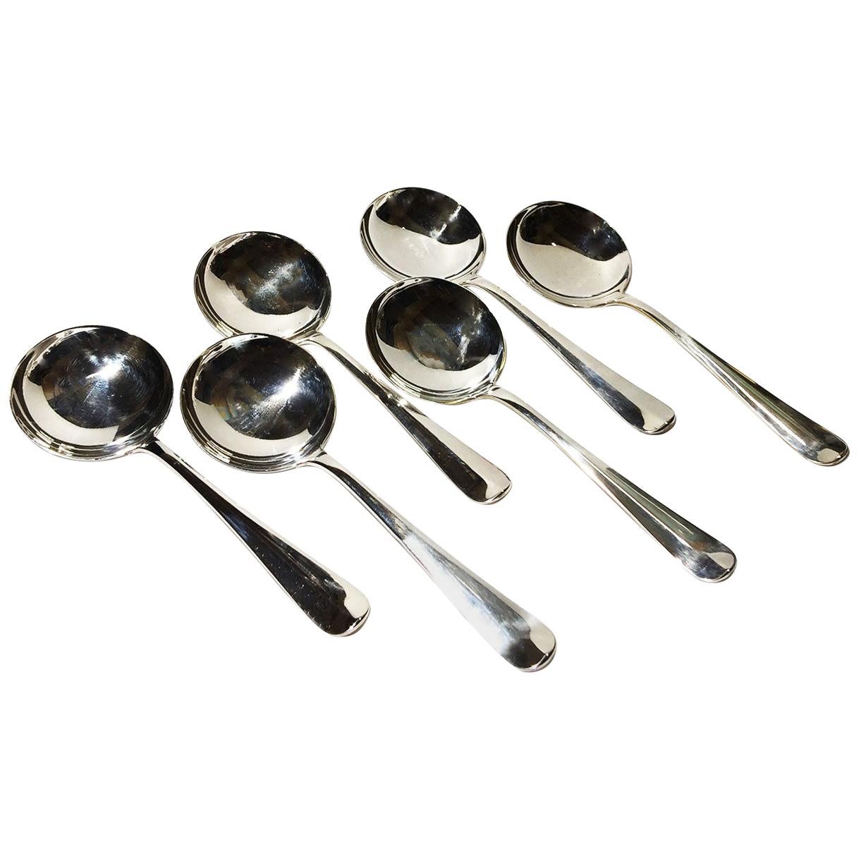Dutch Silver "Haags Lof" Bouillon spoons, Voorschoten 1906-1953