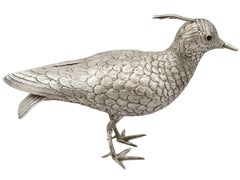 Antique Dutch Silver Lapwing Bird Sugar Box, 1920